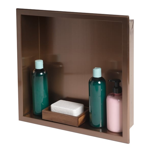 Alfi Brand 16" x 16" Brushed Copper PVD Steel Square Single Shelf Shower Niche ABNP1616-BC - main